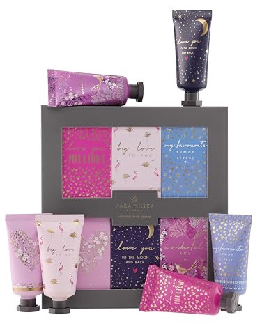 Sara Miller London Hand Cream Set 6x 30ml, Hand Moisturiser, Assorted Fragrances with Mango Butter and Coconut Oil, Beauty Gift, Travel Size, Vegan and Cruelty Friendly