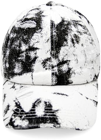 Gloop Damen Baseball Cap mit Batik Muster Sommer Cool Visor Cap Damen mit Batik Muster Klettverschluss Verstellbar Batic Dye Baseball Cap (DE/NL/SE/PL, Alphanumerisch, Einheitsgröße, Schwarzweiss)