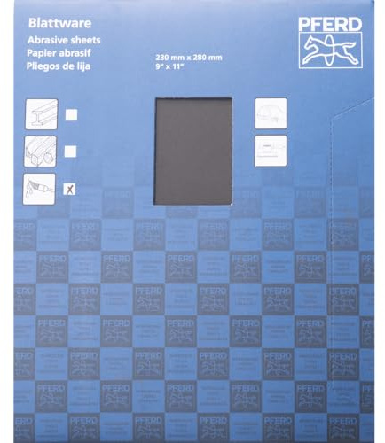 Pferd ECO W Paper Backed Abrasive Sheet, 9 x 11, Water Resistant, 600 Grit, Silicon Carbide (Pack of 50) - Part 46360