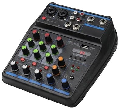 Mesa Mezclas DJ, Consola de mezcla de sonido portátil con sistema de monitor de potencia fantasma Bluetooth 48V