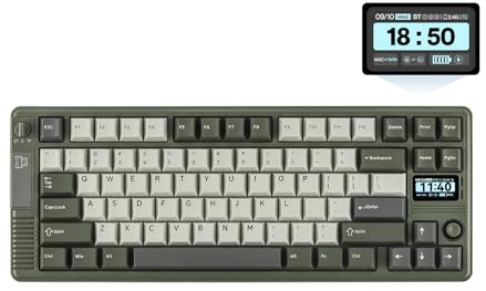 EPOMAKER RT85 Tastiera Meccanica Wireless con Joystick e Schermo DIY | 8000mAh, BT/USB/2.4GHz, Fonoassorbimento a 5 Strati, Hot-Swap, Tasti in PBT, 75% (Verde, Creamy Jade Switch)