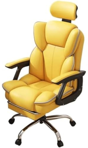 BIVVI Computer Chair Comfortable for Home Use Sedentary Gaming Chair Office Chair Reclining Lifting Rotating Boss Chair(Geel)