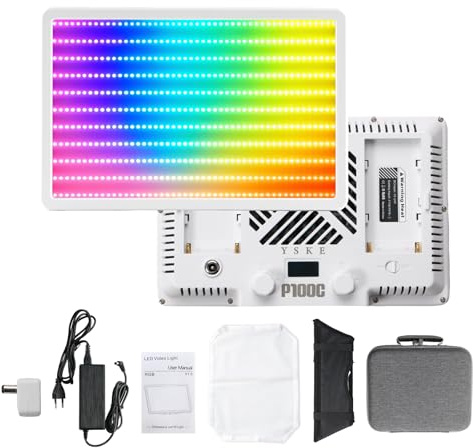 YSKE-100W RGB LED Photography Light & Studio Lighting, Professional Camera Light Video Light with Softbox Lighting Kit, Continuous Selfie Light for Podcast, YouTube, Video and Photography Lights.