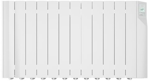 CálidaHome Sentinel 1800W – Emisor térmico eléctrico (12 elementos) con fluido de alta transferencia 150 W/elemento, con detector de presencia – Alta potencia para estancias de 18–23 m²
