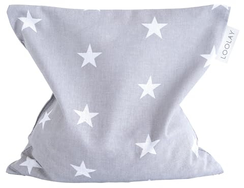 LOOLAY Kirschkernkissen Mikrowelle 20x20 cm – Wärmekissen aus 100% Baumwolle – Kirschkern Kissen Ideal bei Muskelverspannungen oder Menstruationsbeschwerden (sterne grau)
