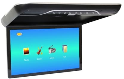 Monitor Da Tetto For Auto 19 Pollici Con Schermo LCD MP5 Ribaltabile, Video Multimediale Soffitto, Display, Trasmettitore FM Integrato(Black)