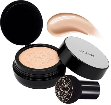 KUIRUNRX® Crème CC air Cushion Tête de Champignon, Fond de Teint Cushion BB, Maquillage Fond de Teilt Correc teur Visage et Cou, Tenue Longue, Teint Uniforme Pour Tous Types de Peau (Natural)