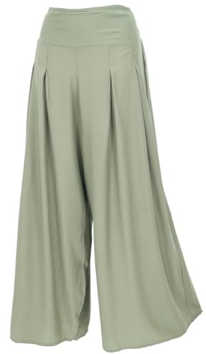 GURU SHOP Boho Hosenrock, Weite Sommerhose, Damenmode, Viskose, schwarz | Lange Schlupfhose, bequemer smock Bund, vielseitig kombinierbar, ideal für warme Tage.