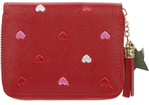 NUOBESTY Pu Damen Geldbörse aus Kunstleder mit Einzigartigem Fassungsvermögen und Reißverschluss Modische Kleine Geldtasche für Karten und Münzen Einfach zu Tragen