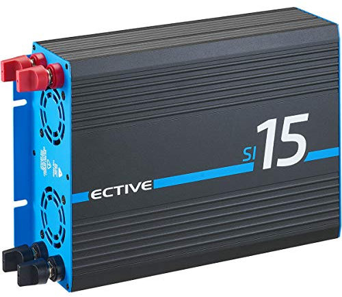 ECTIVE Reiner Sinus Wechselrichter SI15-1500W, 24V auf 230V, USB, Überlastschutz, Überhitzungsschutz, Aluminiumgehäuse - DC/AC Spannungswandler, Umwandler, Stromwandler für Haushaltsgeräten