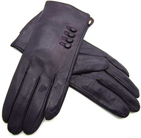 Emporium Leather Damen NEU super weich Premium Luxus Echt Schleife Leder Handschuhe Vollständig gefüttert Winter warm Alltag fahren - Lila, S