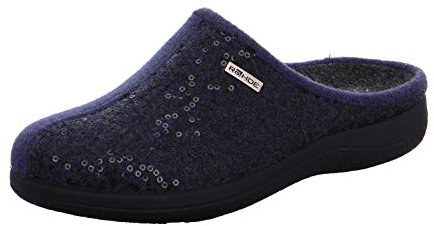 Rohde 6550 Bari Schuhe Damen Hausschuhe Pantoffeln Softfilz Weite G, Größe:39 EU, Farbe:Blau