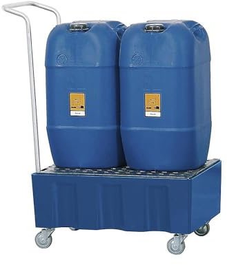 kaiserkraft | PE-Auffangwanne für 60-Liter-Fässer | Auffangvolumen 60 l | fahrbar | mit GFK-Gitterrost