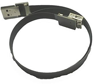 Cable USB estándar Plano y Delgado para sincronización y Carga, Color Negro 50cm