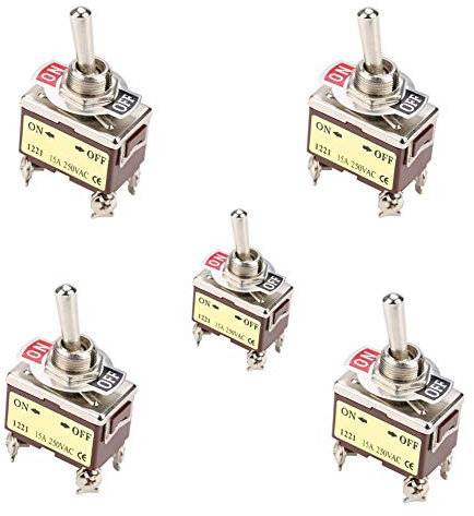 5pcs Kippschalter, ON-OFF 2 Position Kippschalter 4 Pin 12mm Montieren 15A 250VAC, Schaltnetzteil