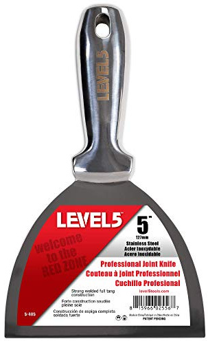 5 All Stainless Steel Joint Knife - LEVEL5 | Professional Grade Putty Blade, Premium Polished All-Metal, Precision Ground Edge, Ergonomic, Corrosion Resistant | 5-405