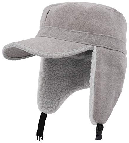 Gisdanchz Russen Fliegermütze Ushanka Schirmmütze Winter Basecap Mütze mit Ohrenklappen Herren Trappermütze Männer Fleece Cappy Frauen Wintermütze Baseballcap Russische Mütze Damen Hellgrau
