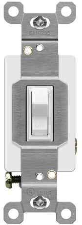 ENERLITES 20 Amp Toggle Light Switch, Single Pole, 20A 120-277V, Grounding Screw, Commercial Grade, UL Listed, 81200-W, White