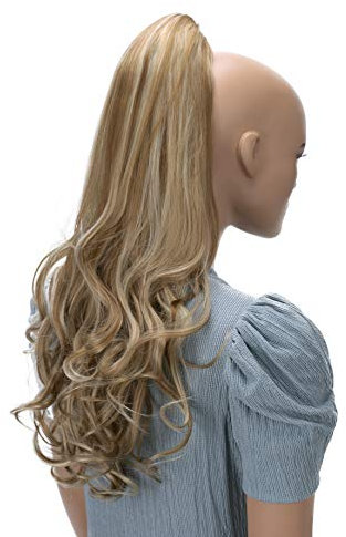 CAISHA 60cm Haarteil Ponytail Zopf Pferdeschwanz Haarverlängerung Voluminös Leicht Gewellt Erdbeerblond Mix H503