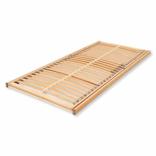 Loberon Lattenrost Yount, stufenlose Härteregulierung, gewichtsverteilender Textis-Mittelgurt, nachhaltig, Made in Germany, Schlafzimmer, Matratze, Buchenholz, braun
