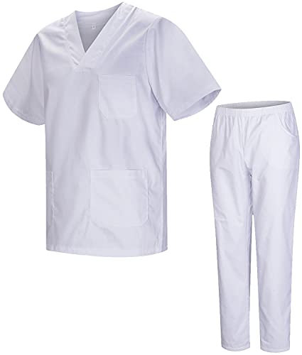 MISEMIYA - Uniformes Sanitario Unisex Uniformes Sanitarios MÉDICOS Conjuntos Sanitarios BZ-817-8312 - L, Blanco 21