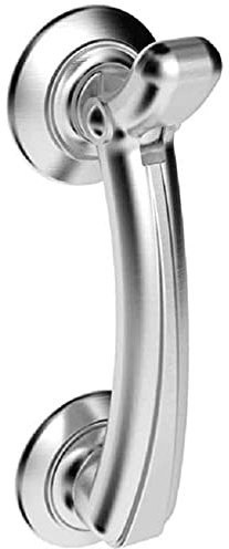 Loops Victorian Bow Door Knocker on Rose - 95mm Fixing Centres - Satin Chrome | External Door Knocker - Front Door Furniture - Ornate Porch Heavy Knocker