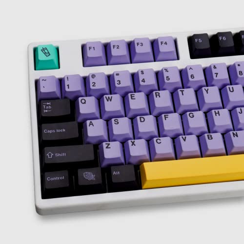 PBT-Tastenkappen, 129 Tasten, Cherry Profil, Violett, Tastenkappen-Set für 60 %, 65 %, 75 %, 95 % mechanische Tastaturen, Cherry Mx Gateron Switches