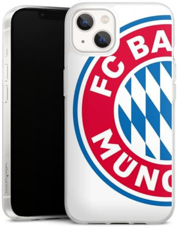 Silikon Hülle kompatibel mit Apple iPhone 13 Case transparent Handyhülle FC Bayern München Logo FCB