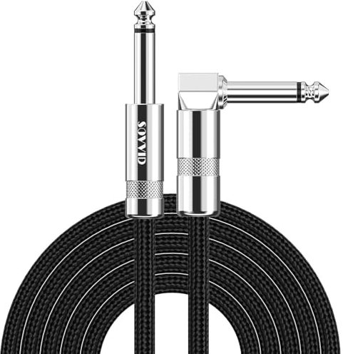 Sovvid Professional Guitar Cable 4.5M/15FT, Braided Guitar Lead Instrument Cables 6.35mm 1/4 Inch Jack Cord for Electric Guitar Bass, Amp, Speaker, Keyboard, Mandolin, Pro Audio (Black)