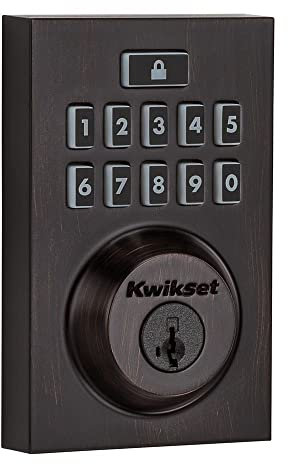 Kwikset 914 Contemporary Keypad SmartCode Electronic Deadbolt Smart Lock featuring SmartKey Security and ZigBee Technology in Venetian Bronze