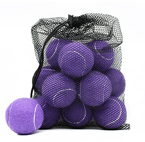 Magicorange Tennis Balls, 12 Pack Advanced Training Tennis Balls Practice Balls, Pet Dog Playing Balls, Come with Mesh Bag for Easy Transport, Good for Beginner Training Ball (Purple)