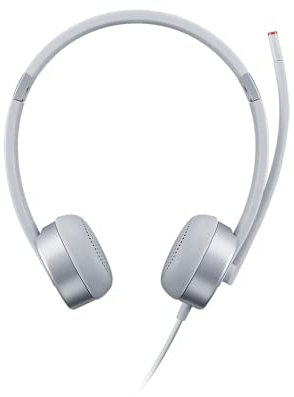Lenovo 100 - Cuffie analogiche stereo (isolamento acustico, microfono a 180 gradi, progettato per VOIP, fascia regolabile e braccio estensibile) - Grigio Cloud