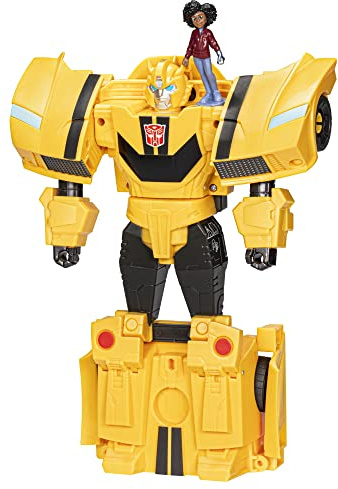 Transformers Figuras EarthSpark - Figura Cambiador de Giro Bumblebee de 20 cm con Figura de Mo Malto de 5 cm - A Partir de 6 años