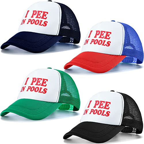 Jiuguva Trucker-Mütze, Motiv: I in the Pools, Retro, lustig, Geschenk, Witz, verstellbar, für Halloween, mehrfarbig, 4 Stück