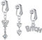 VCMART 3pcs Argent Faux Anneaux De Ventre Clip sur Non Percé Nombril Anneaux Faux Faux Piercing Bijoux