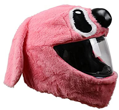 LANGYA Motorradhelm Abdeckung pelziges Tier Motorradhelm-Überzüge Vollgesichts Motorradhelm-Schutzhülle Lustiger Verrückter Fall Für Personalisierte Vollhelme, Rosa Stich/Rosa Stich