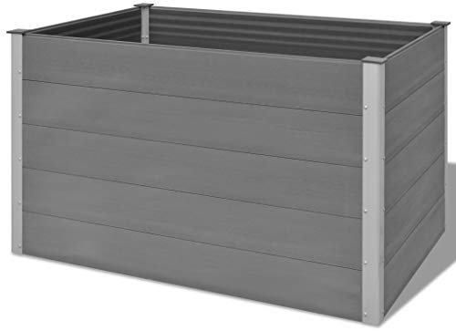 ZEYUAN Garten-Hochbeet, Pflanzkübel, Kräuterbeet, Hochbeete-kit, Schneckenzaun, Pflanztrog, Pflanzgefäße, Pflanzfolie Für Hochbeet,Teichbecken, WPC 150x100x91 cm Grau