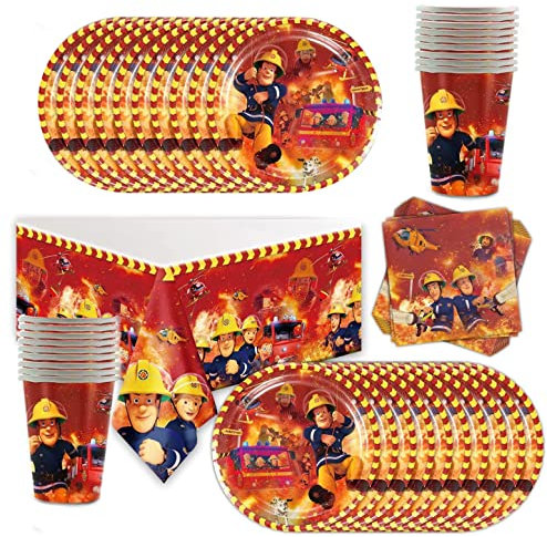 Doyomtoy Partygeschirr Zubehör Themenparty Geburtstagsdeko Teller Becher Servietten+Tischtücher Geeignet für bis zu 20 Kinder
