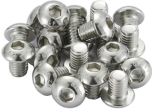 AMLOOPH M8 Bolts M8x10mm A2 Stainless Steel Socket Button Head Screws 20pcs | 8mm Diameter Metric Fully Threaded Button Head Hex Socket M8 Bolts 10mm for Machine, Furniture & DIY Repairs, ISO7380