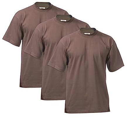 Pro Club Men's 3-Pack Heavyweight Cotton Short Sleeve Crew Neck T-Shirt, Brown, XL