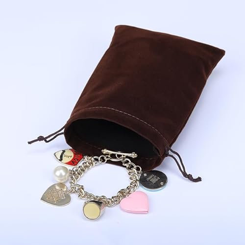 MObyat 10 Stück Samtbeutel mit Kordelzug, kleine Schmuck-Geschenk-Display-Verpackungsbeutel, Weihnachts-, Hochzeitsgeschenk-Beutel & Beutel-braun, 9,5 x 14,5 cm