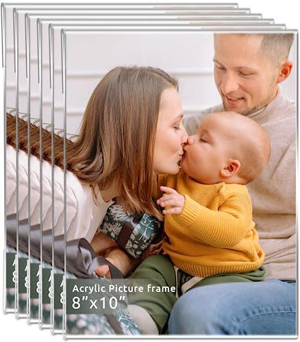 Lot de 6 cadres photo transparents de 20,3 x 25,4 cm à fixation murale pour la maison, l'école, le bureau - 20,3 x 25,4 cm