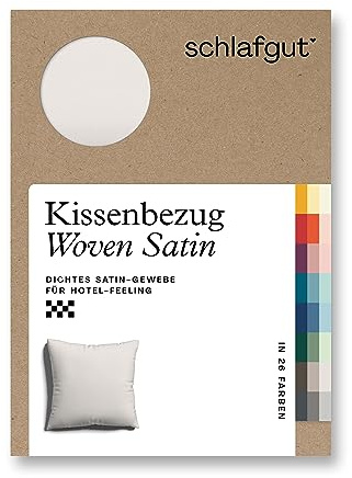 schlafgut Woven Satin Kissenbezug 40x40 cm Sand Light Uni in Premium Hotelqualität, Kopfkissenbezug einzeln mit 100% weicher Baumwolle