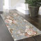 Rosa Blumenmuster Teppich Läufer Flur rutschfest Waschbar 110x180cm Grau Teppich Für Küche Polyester Eingangsteppich Für Küche, Flur, Eingang, Esszimmer, Waschküche, Balkon, Schmutzfangmatte