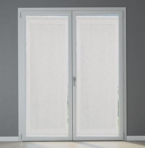 mauro Tende,Tendine corte mezza finestra a pannello -set.2 Tendine-altezza 60/90/120/160/180/200 - tessuto bianco effetto lino - lxh 45x200 cm