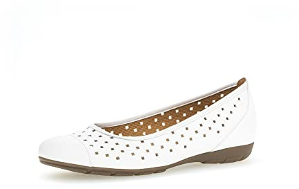 Gabor Damen Klassische Ballerinas, Frauen Flats,Ballerinen,Pumps,Halbschuhe,Sommerschuhe,Slipper,Ballerina-Schuhe,flach,Weiss,41 EU / 7.5 UK