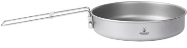 SILVERANT Camping Plate Titanium Pan Dish Plate with Handle & Mesh Bag, Large Reuseable Ultralight Dinner Plate for Camping Outdoors Backpacking (750ML)