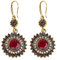 AILUOR Vintage Runde blaue Saphir Sonnenblumen baumeln Ohrringe, Frauen einzigartige Retro bunte ethnische böhmische Ohrringe Schmuck für Frauen (Gold-Rot)