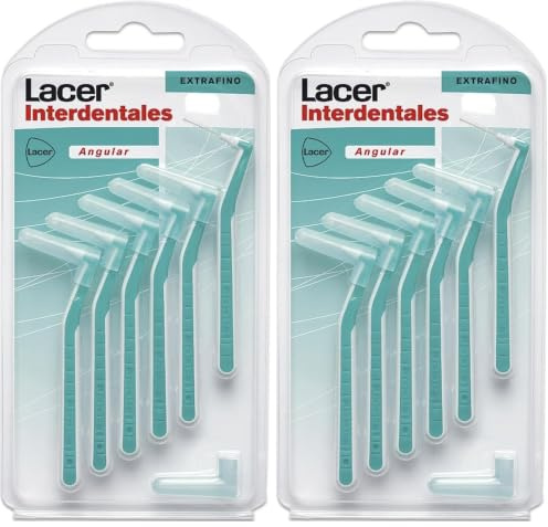 INTERPROXIMAL - Cepillo Interdental Angular Extrafino 6 Unidade, Mango Angulado, Máxima Eficacia, Filamentos Tynex, Cerdas Extrafinas, Previene y Elimina la Placa Bacteriana (Paquete de 2)