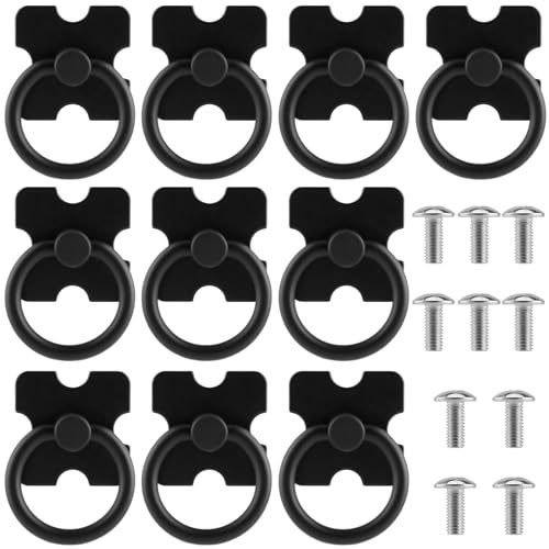 YUENPUN 10 Stück schwarze Ringgriffe, Schubladenring-Ziehgriffe, Vintage, schwarze Ring-Zieh-Schublade, dekorative Griffe für Kommoden, Schränke, Kleiderschränke